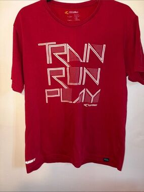 Men’s Red 'Train Run Play' Short Sleeve Crew Tee